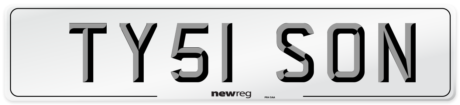 TY51 SON Number Plate from New Reg